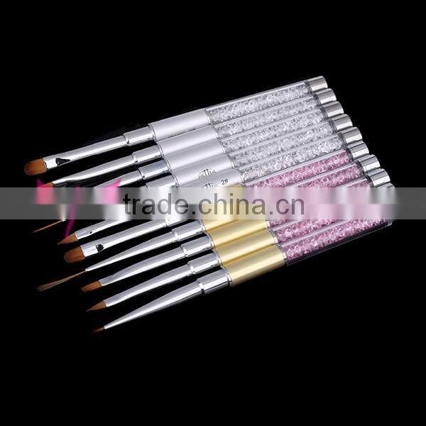 Kolinsky acrylic nail brush with rhinestone design