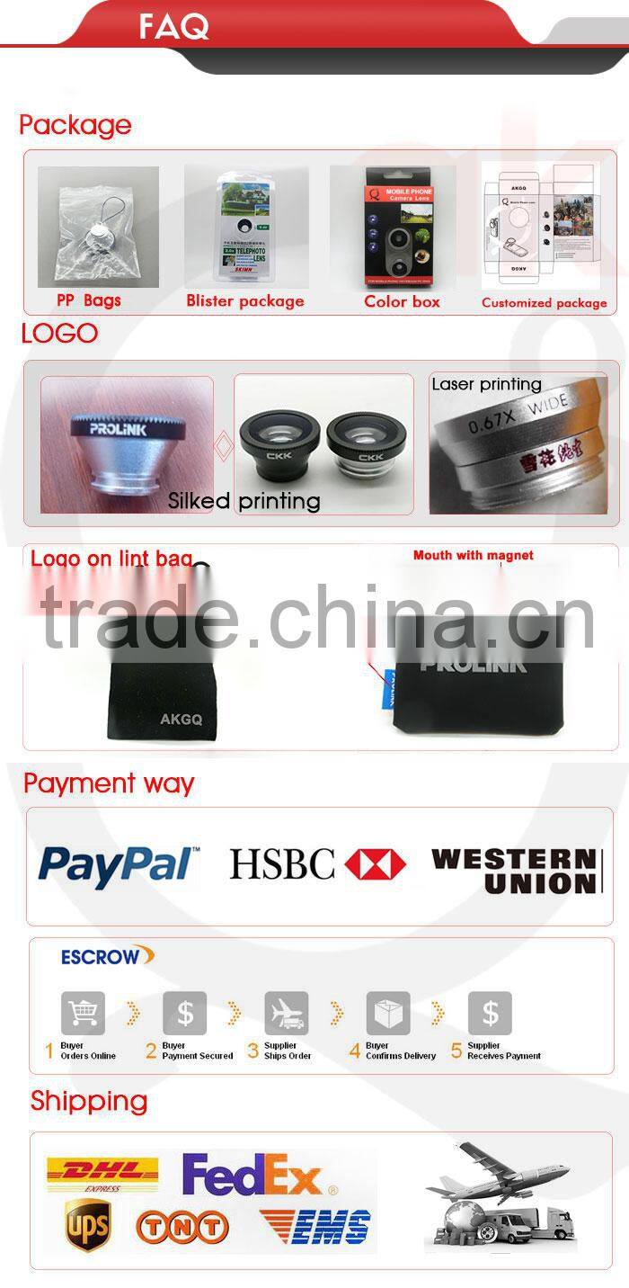 2014 newest Universal mobile phone clip-on lens macro+0.65x wide angle lens for gift accept OEM Shenzhen factory