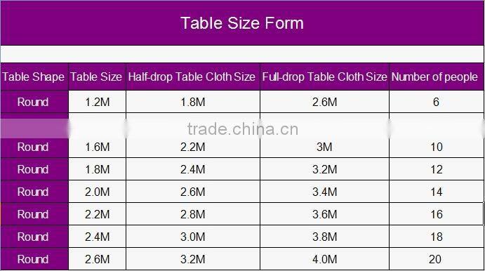 2014 polyester table cloth for wedding and hotel