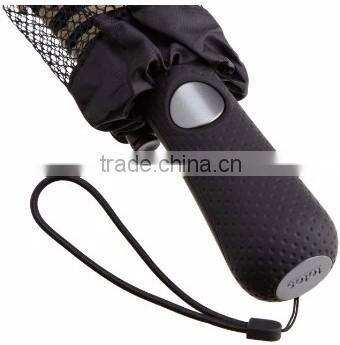 Black and white 27 inch double canopy windproof high quality compact golf umbrella