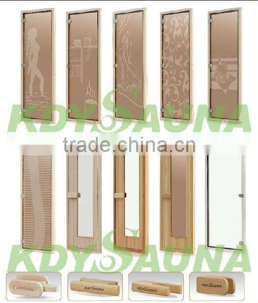 6mm-8mm Tempered sauna Glass Doors with aluminium frame (KD-7008)