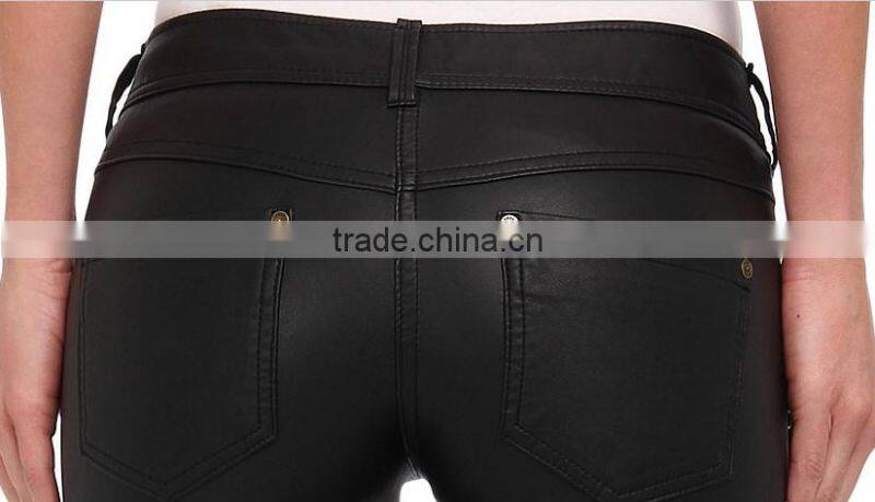 tight sexy zipper decoration leather pant