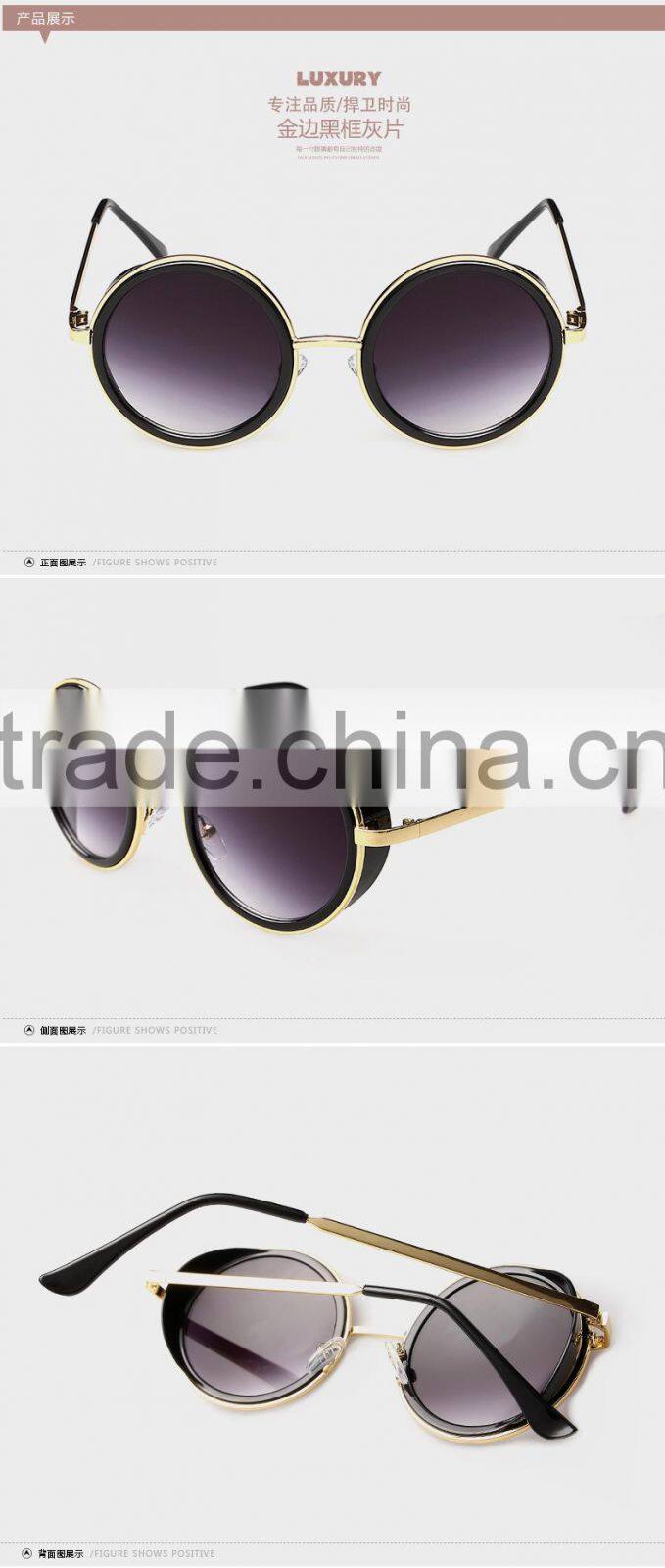 New product high quality Retro round sunglasses with color film