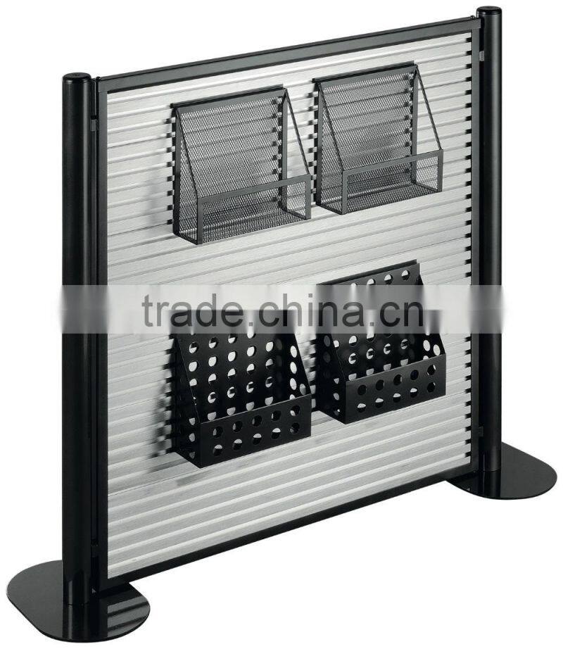 Double Sided Slatwall Display Promotion Magazine, Brochure Display Rack, Aluminum Extrusion Back Panel