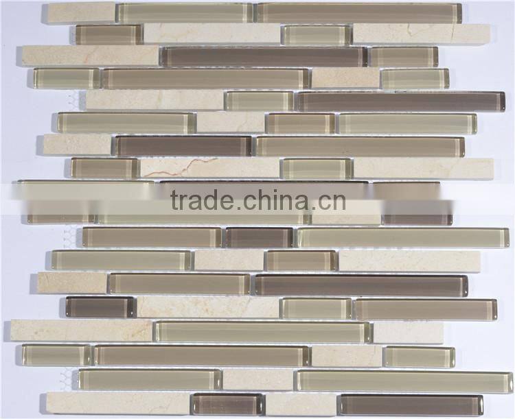 thickness 4mm mixed color glass mosaic for bathroom wall use