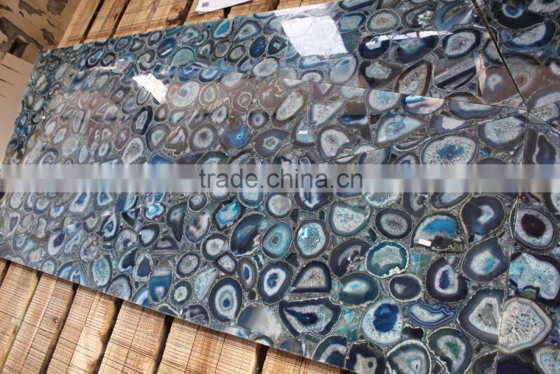China Wholesale Grade A Ocean Blue Semi Precious Gemstone Agate Stone Slabs