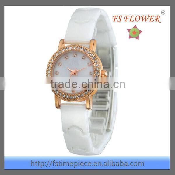 FS FLOWER - 2015 New Fashion Lady Watch with White Ceramic Watch Band