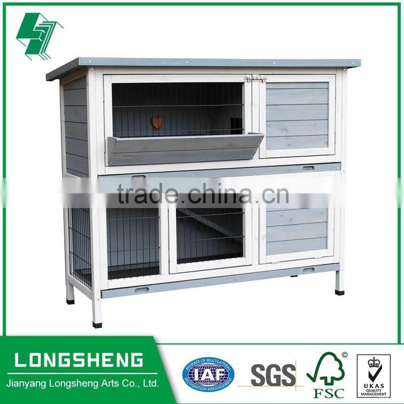 Wooden rabbit cage with feeder