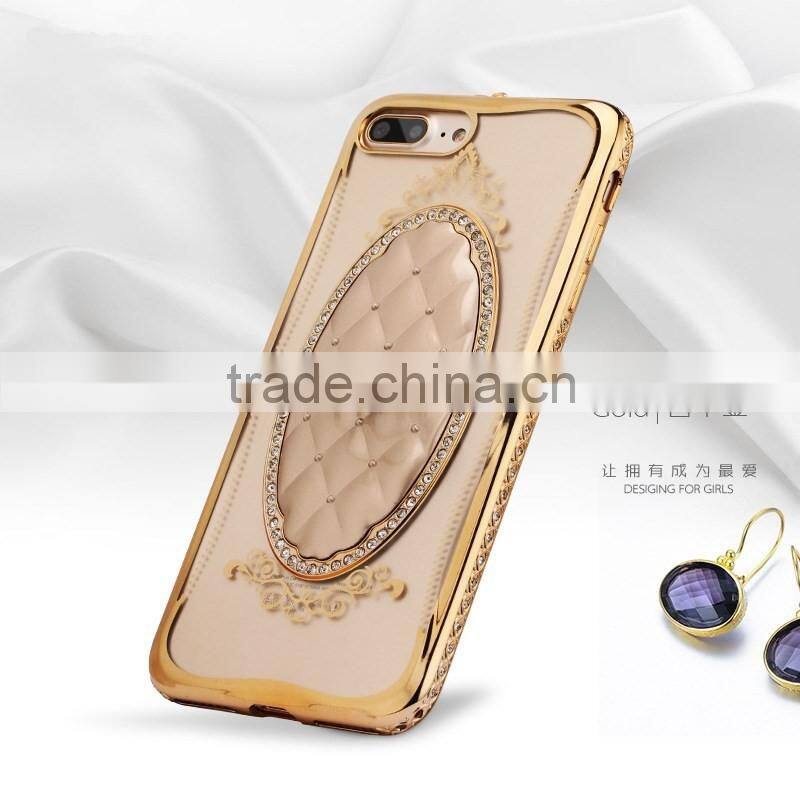 Luxury diamond case for iphone 7 with ring hgolder, China supplier