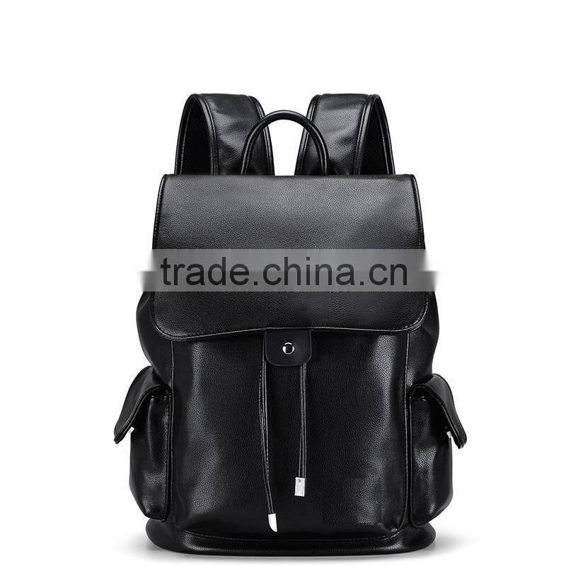 New Item fashion black pu leather backpack