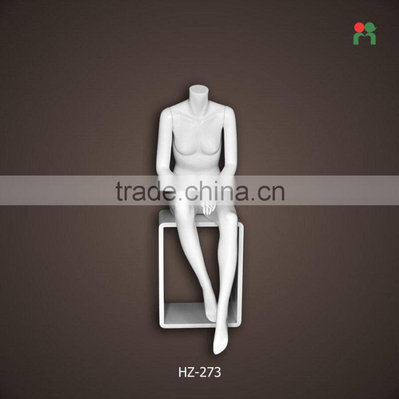 2013 Newest fashion fiberglass male mannequins for display cheap plastic model(glossy white HZ-273)