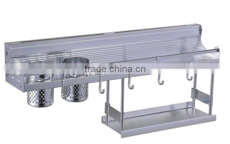 Wall Mounted Rustic Black Metal Kitchen Spice Rack & Paper Towel Holder / Bathroom Basket & Towel Bar