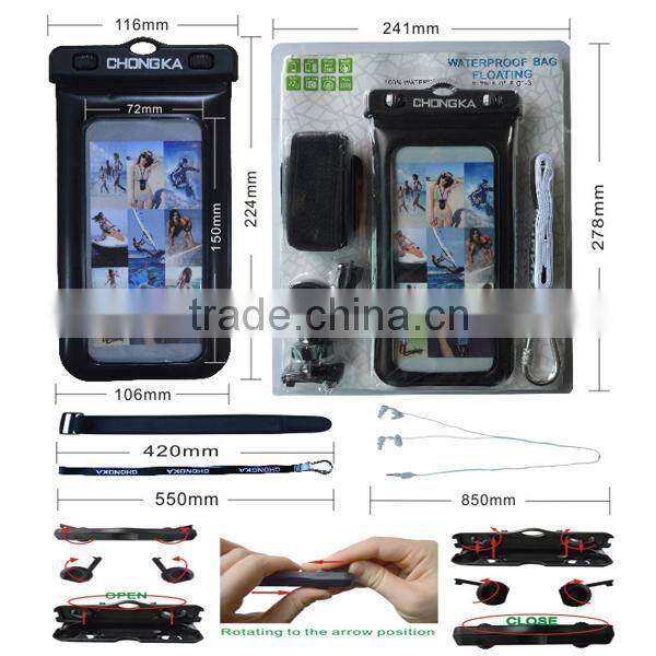 Mobile Phone Waterproof Bag With Bike Mount And Earphone