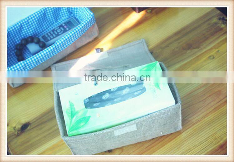 Simple and natural jute fabric tissue box
