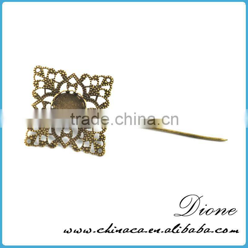 Newest design elegant flower anqiued broned lady brooch pin fashion jewelry