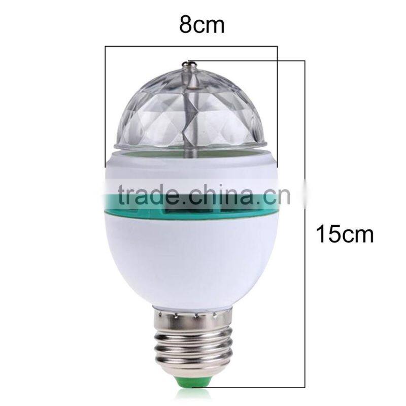 E27 3 Watt Triangle Bulbs RGB Color Changing Crystal Ball Effect DJ Disco Lamps LED Auto Rotating Stage Light