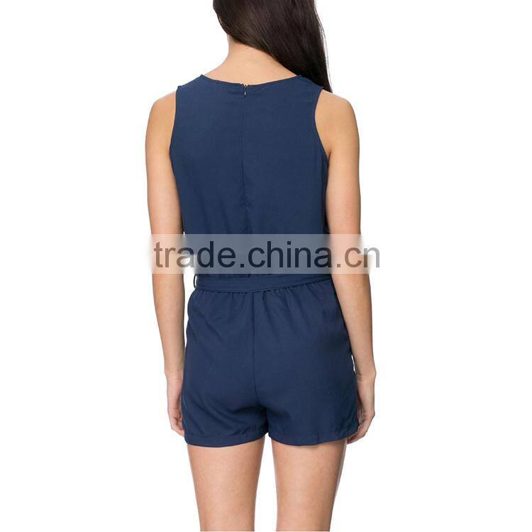 2016 OEM service casual wear plain pattern new fashion custom women jumpsuits