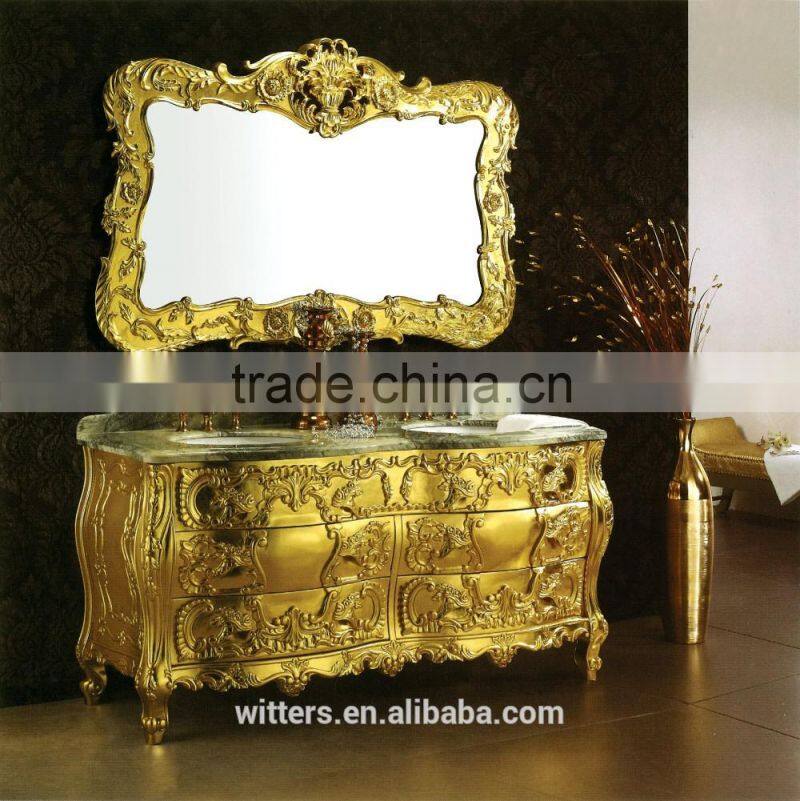 Royal gold bathroom vanity with soft close hinges WTS201