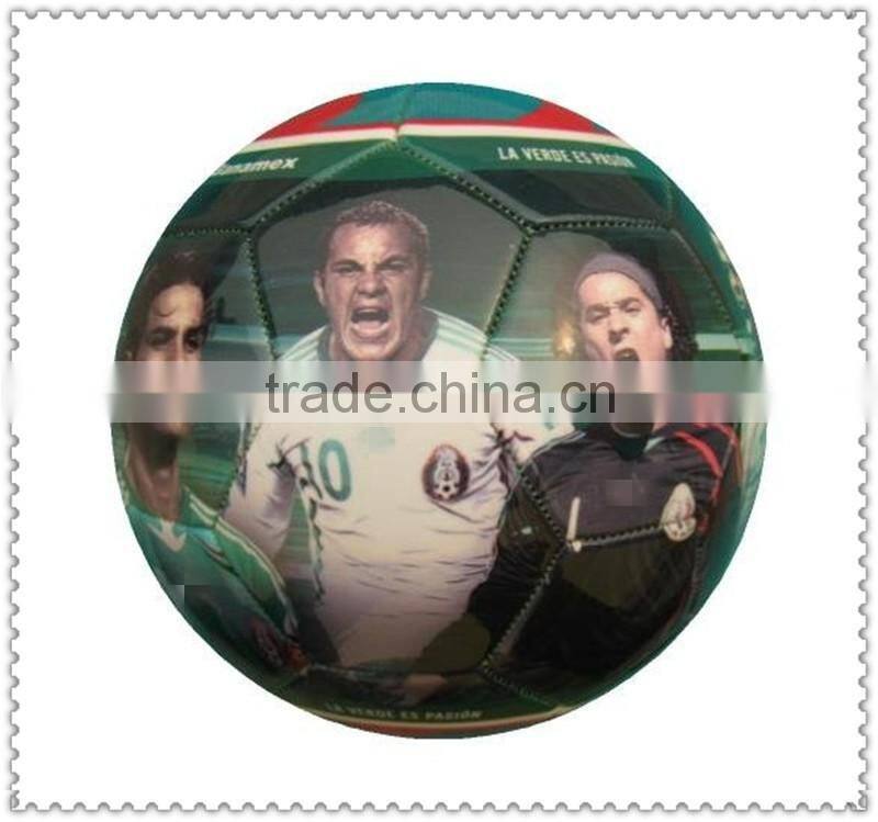 machine stitch star face photo soccer ball/football for promotion