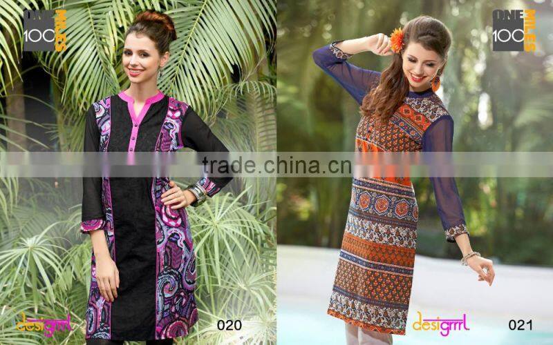 Large Indian Women Desinger Kurta Cotton Embroidered Kurti Bollywood Top Tunic