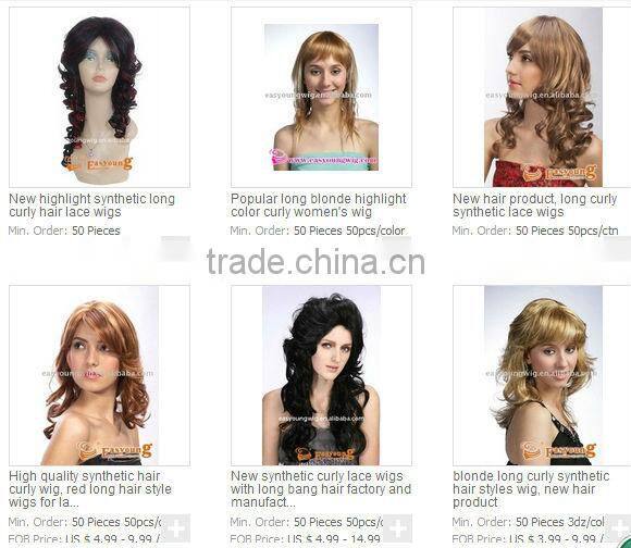Synthetic curly hair wig for women. machine made wig type