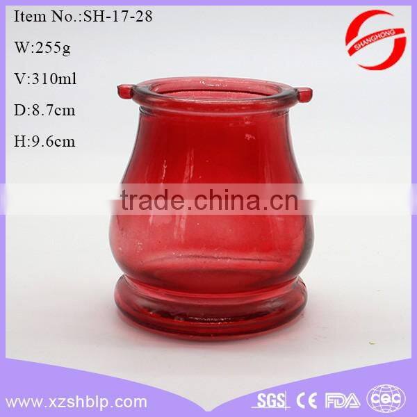 2016 Custom unique colored recycled glass candle jar wholesale