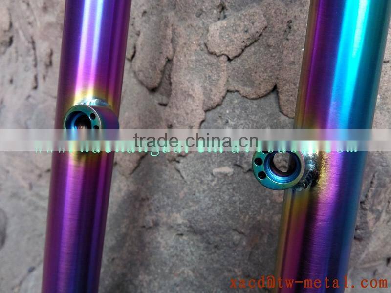 titanium MTB bike front fork with rainbow color mountain bike front fork titanium rainbow color mtb front fork