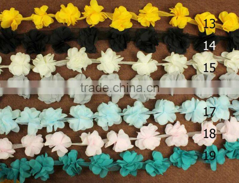 19colors Barcode bud silk chiffon flowers lace trimming