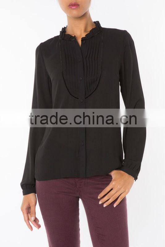 2016 Special collar long sleeve chiffon dress shirt design, vintage shirt