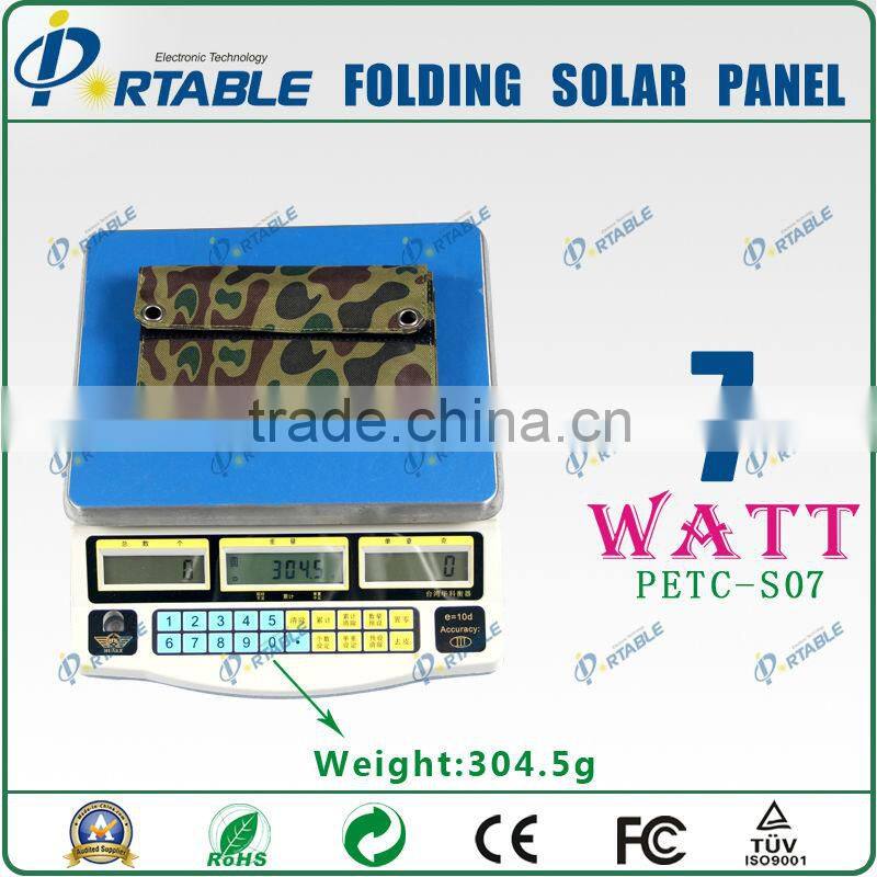 7W New Hot 2 foldings portable solar power charger for traveling