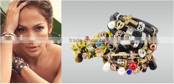 New Arrival Women Rhinestone Leather Bracelet