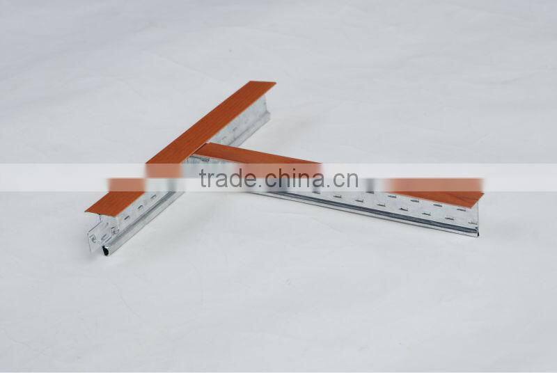 Wooden flat ceiling tee grid .Gavalnized steel ciling tee bar