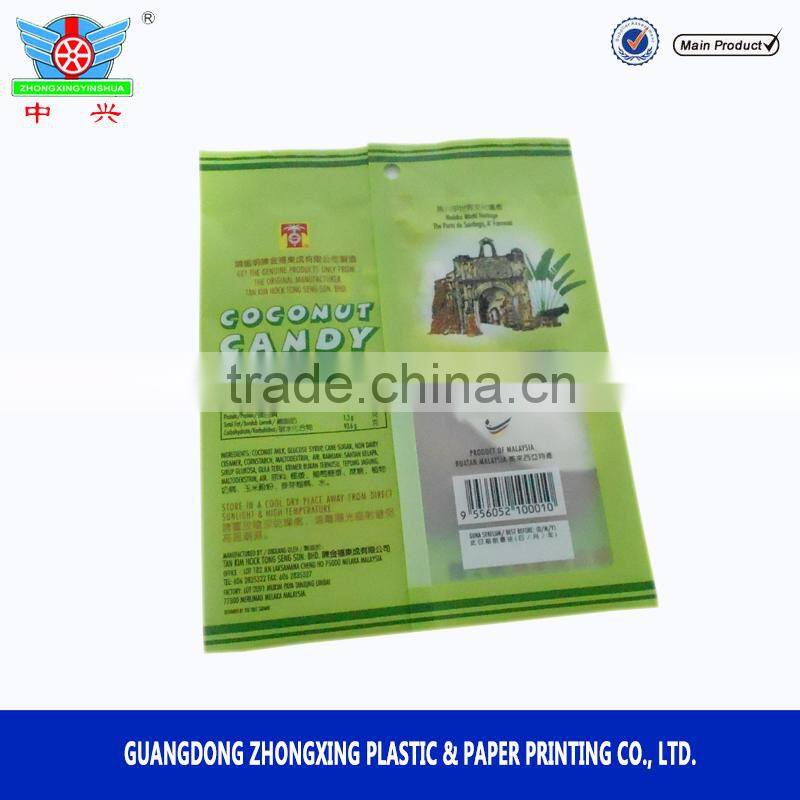 Food packaging laminated LDPE plastic candy wrapper bag