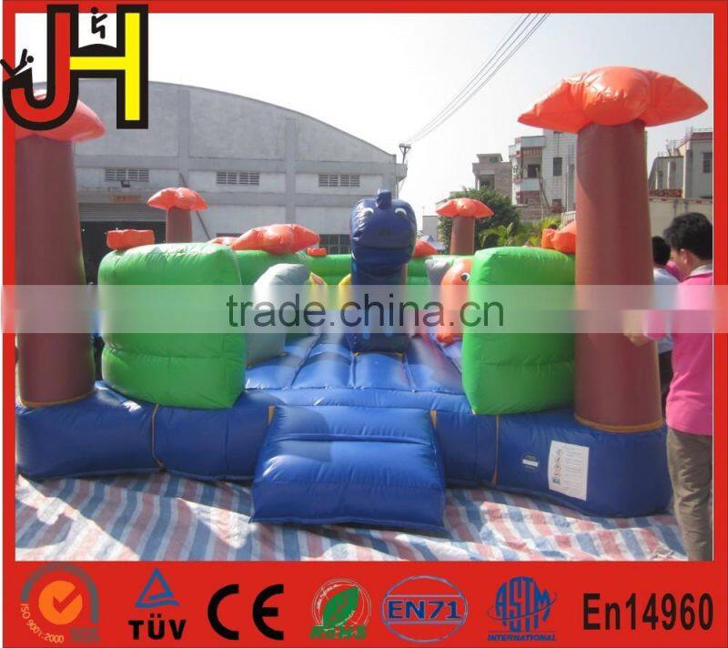 Outdoor inflatable dinosaur playground, funny dinosaur obstacle and bouncer for kids playing