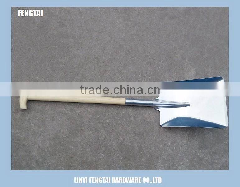 Spain T Wooden Handle Aluminium Square Snow Shovel Spade