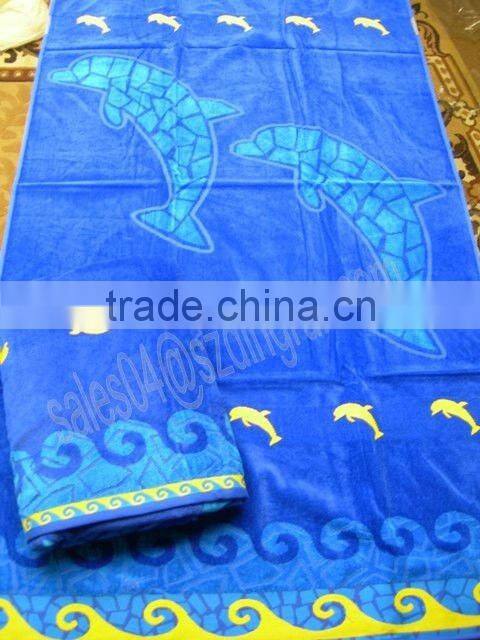 plain cotton beach towel velour reactive printing factory cheap wholesale