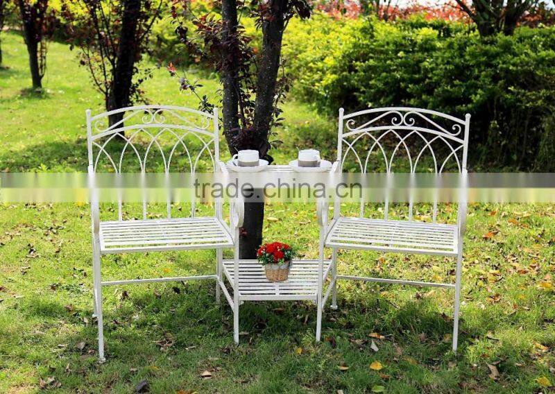 Bench with coffee tea table outdoor garden using