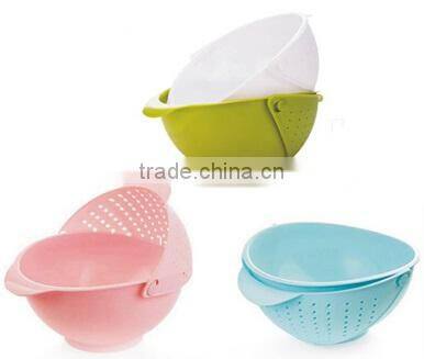 Wholesale Stock Vegetable&Fruit Draining And Storing 2 In 1 With Cover Kitchen Plastic Cleaning Baskets