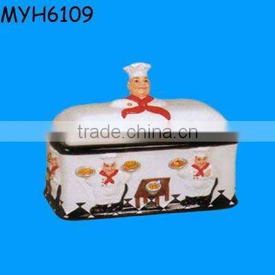 Natural Elements Ceramic Bread Bin with An Acacia Wood Lid