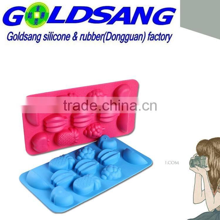 2015 FDA hot selling fruit shaped silicone ice cube tray