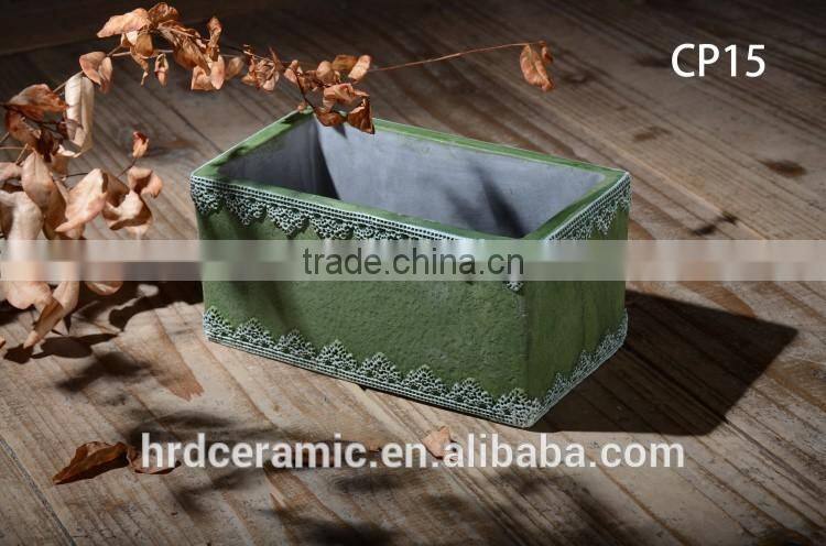 Square decal cement finished decoration flowerpots