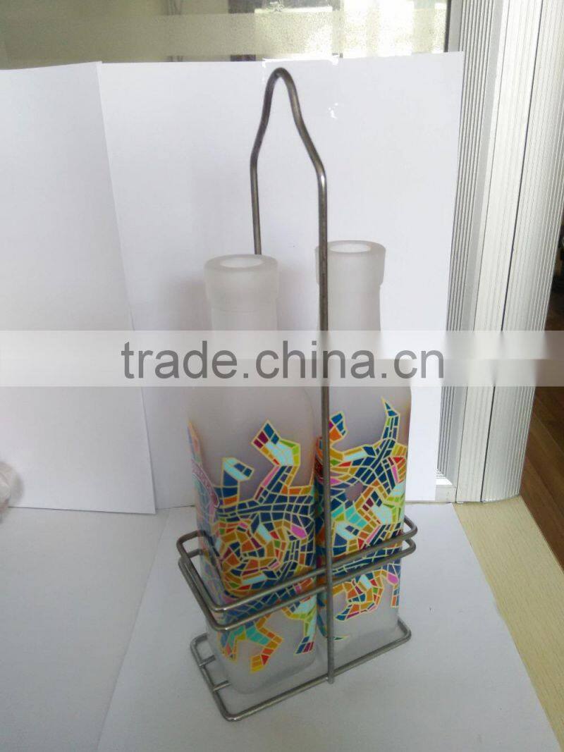 beautiful customized glass bottle /two bottles set with frame