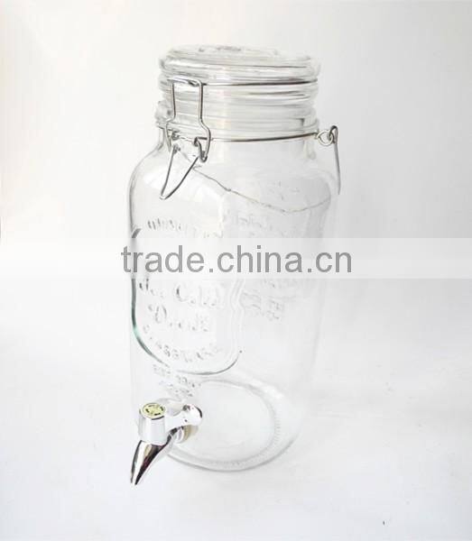 ice cold airtight portico glass drink dispenser with metal clip top lid