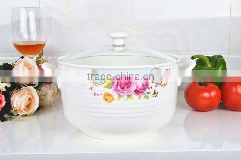 8" microwave porcelain saucepot with lid