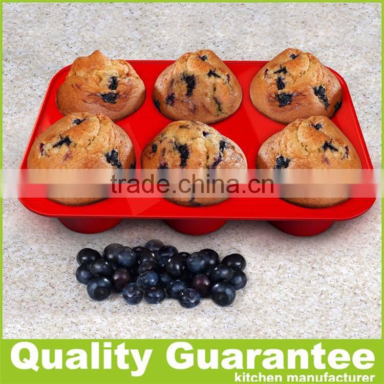 6 holes round silicone Muffin Pan easy cake mold silicone cookie pan