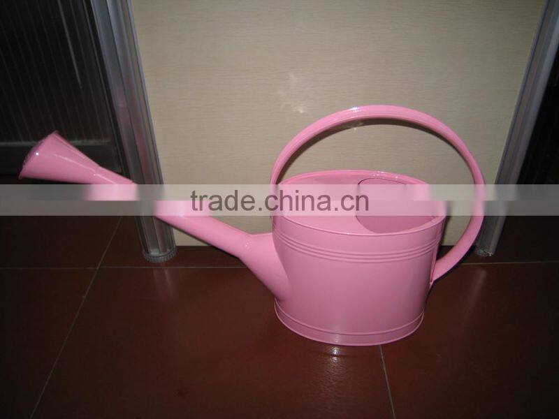 High Quality Pink Garden Decoration/Zinc Flower Planter Pot & Watering can/ Garden Decoration Metal Pot