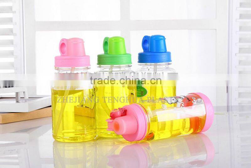 Pink Lid Plastic Baby Bottle Eco-friendly clear Baby Bottle with Straw