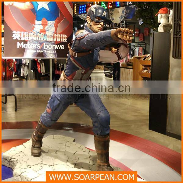 Custom Captain America life-size fiberglass statues for window display