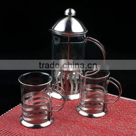 Steel glass press coffee maker sets