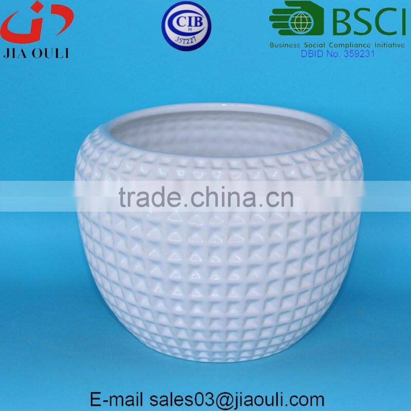 Grey sand surface ceramic Ball shape flower pot